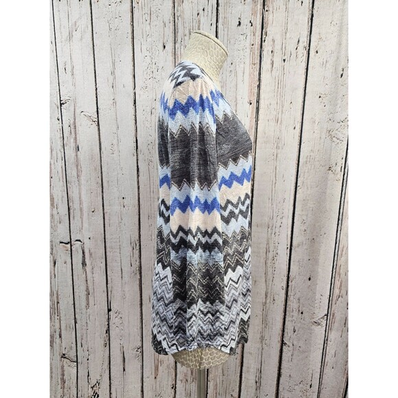 ALK Women's S David Cline Chevron Roll Tab Sleeve V-Neck Tuni Blouse Shirt Top - Picture 5 of 6